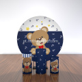 Urso animal com fundo azul design redondo cenário